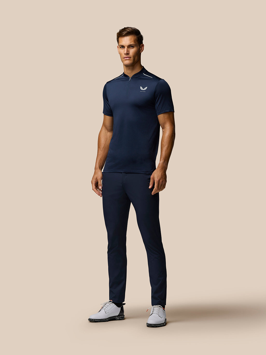 Men’S Golf Short Sleeve Pinnacle Varsity Polo Shirt – Midnight Navy