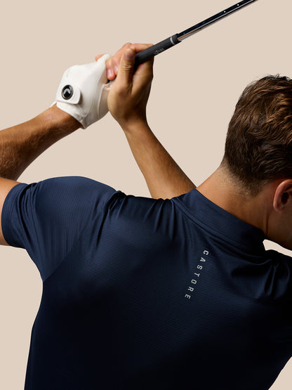 Men’S Golf Short Sleeve Pinnacle Varsity Polo Shirt – Midnight Navy