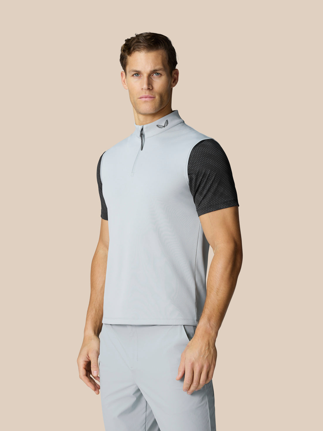 Chaleco Golf Club Classic con media cremallera de hombre – Gris medio - Gris medio