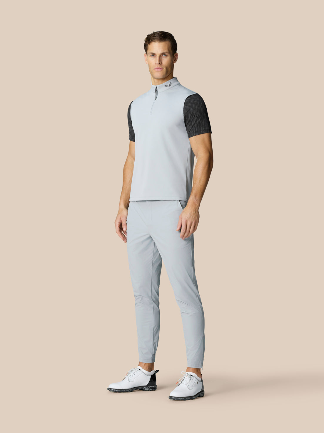 Chaleco Golf Club Classic con media cremallera de hombre – Gris medio - Gris medio