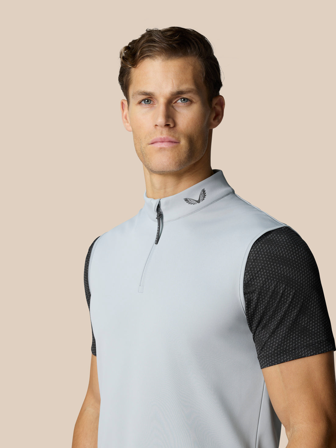 Chaleco Golf Club Classic con media cremallera de hombre – Gris medio - Gris medio