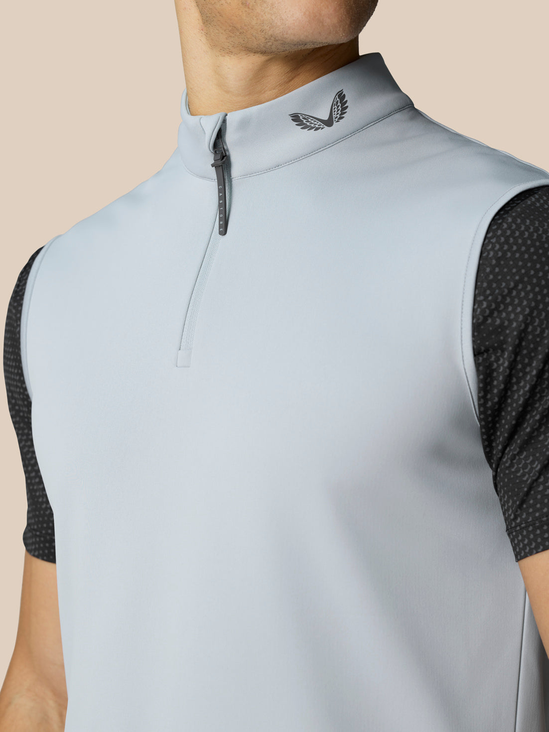 Chaleco Golf Club Classic con media cremallera de hombre – Gris medio - Gris medio