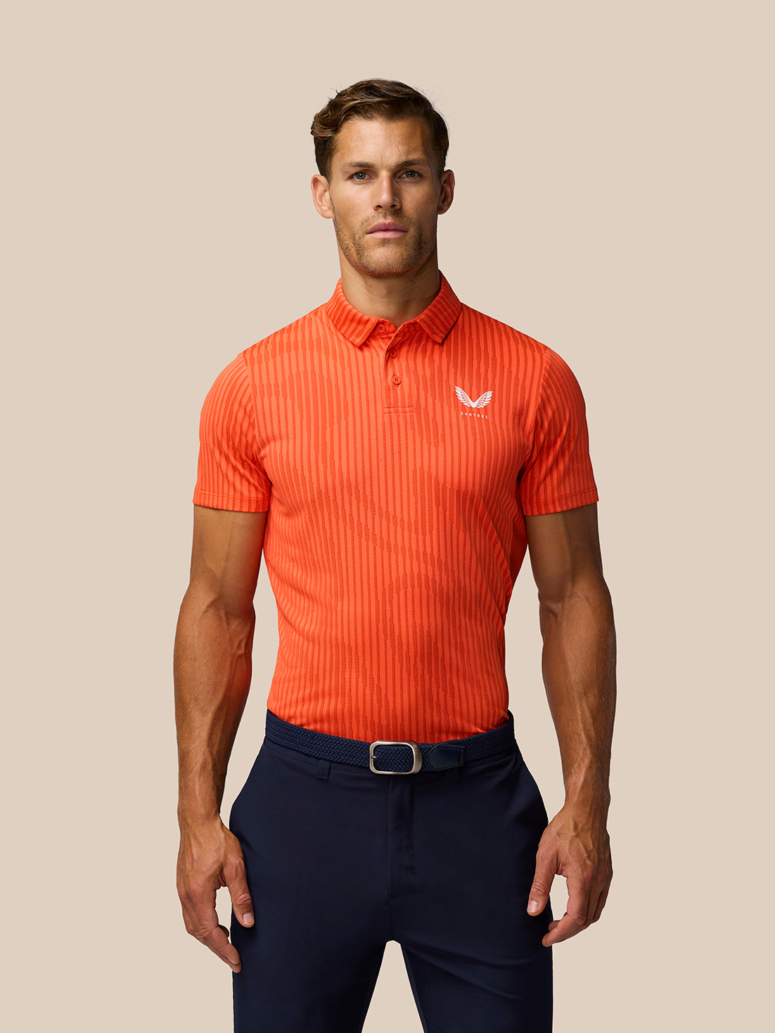 Polo Golf Pinnacle Glow – Naranja brillante - Bright Orange/White