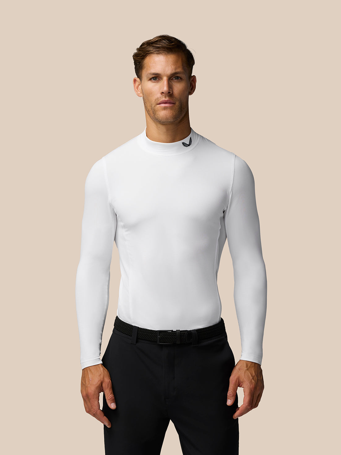 Golf Club Long Sleeve Thermal Mock Neck - White/Midnight Navy