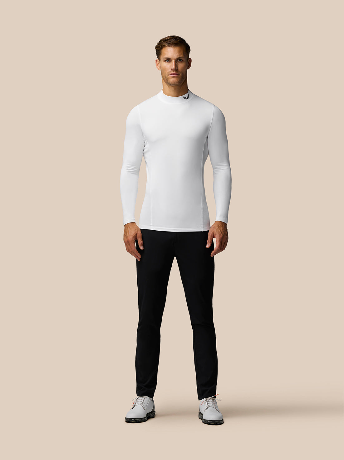 Golf Club Long Sleeve Thermal Mock Neck - White/Midnight Navy