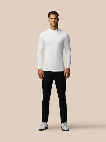 Golf Club Long Sleeve Thermal Mock Neck - White/Midnight Navy