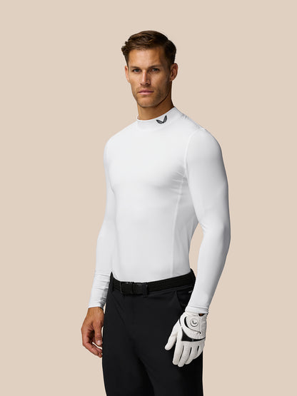 Golf Club Long Sleeve Thermal Mock Neck - White/Midnight Navy