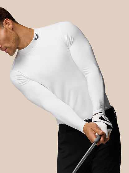 Golf Club Long Sleeve Thermal Mock Neck - White/Midnight Navy