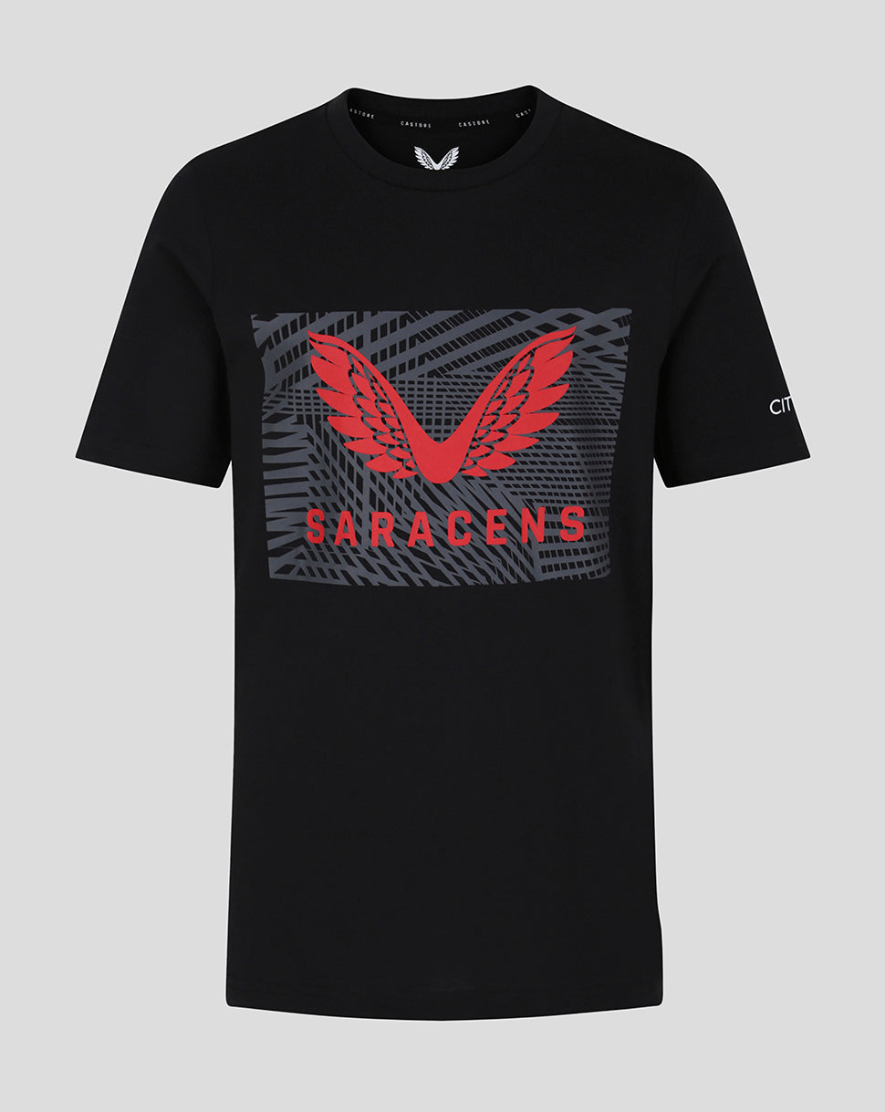 Saracens Herren Cotton Logo T-Shirt – Caviar - Caviar