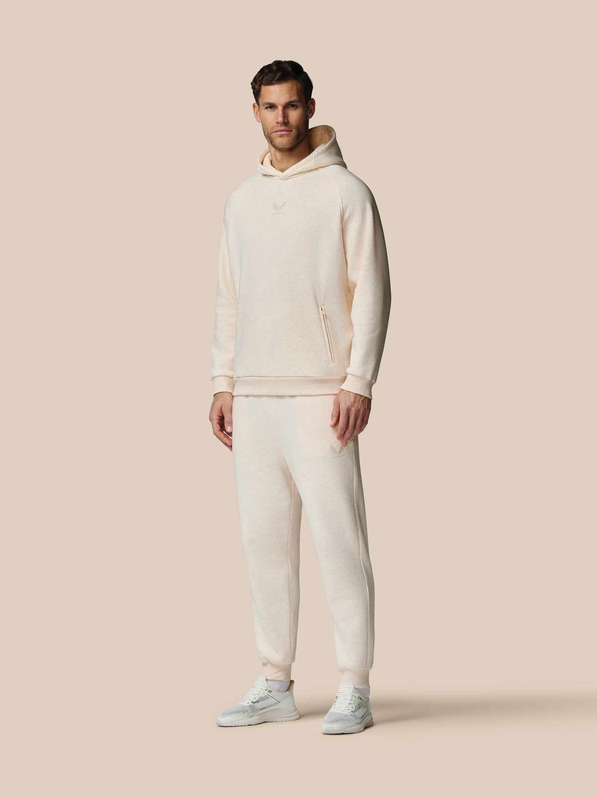 Herren Adapt Langarm Cotton Fleece Hoodie – Creme - Creme