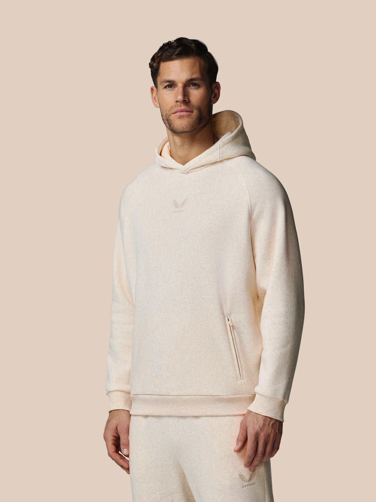 Herren Adapt Langarm Cotton Fleece Hoodie – Creme - Creme