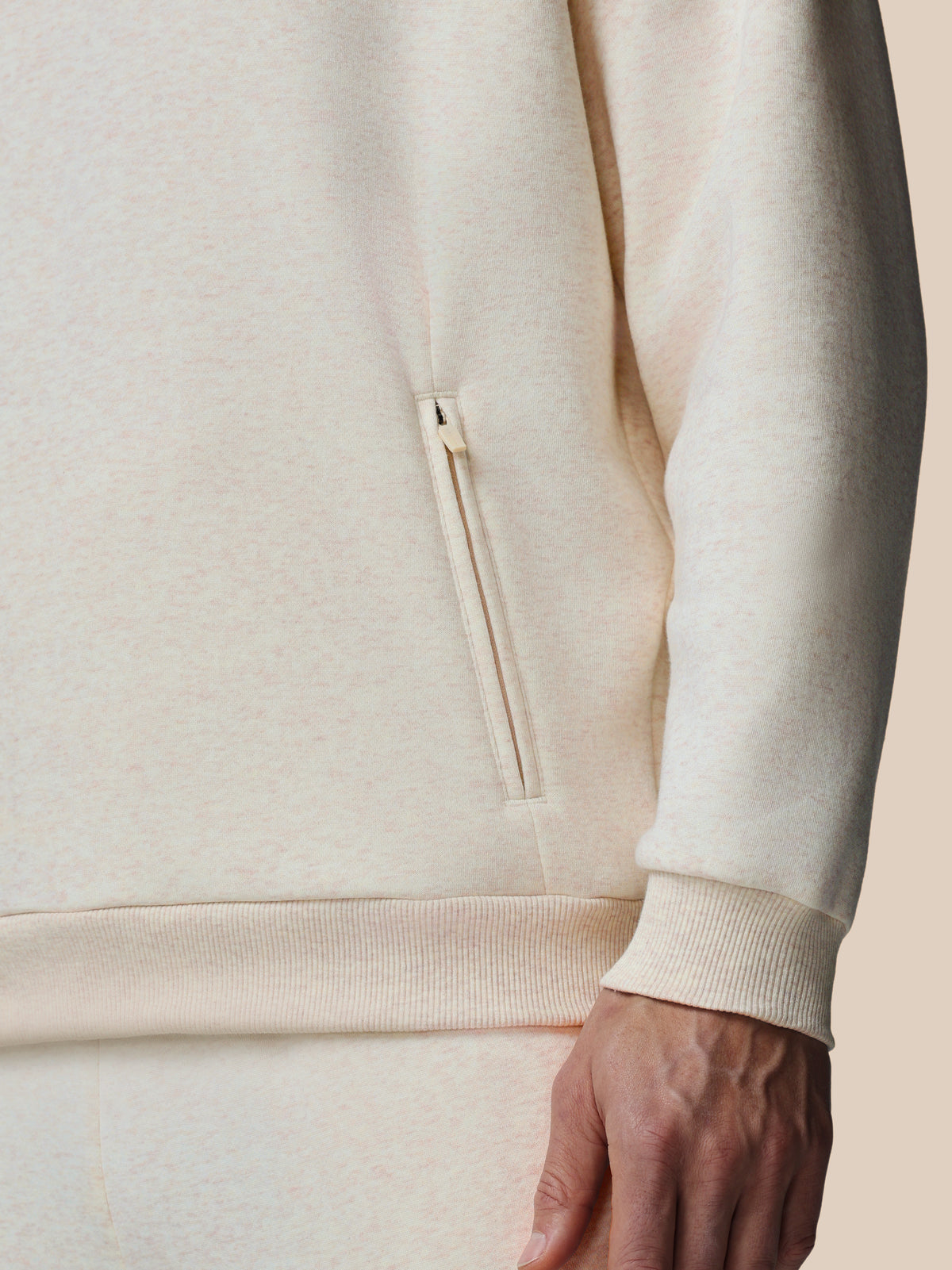 Herren Adapt Langarm Cotton Fleece Hoodie – Creme - Creme