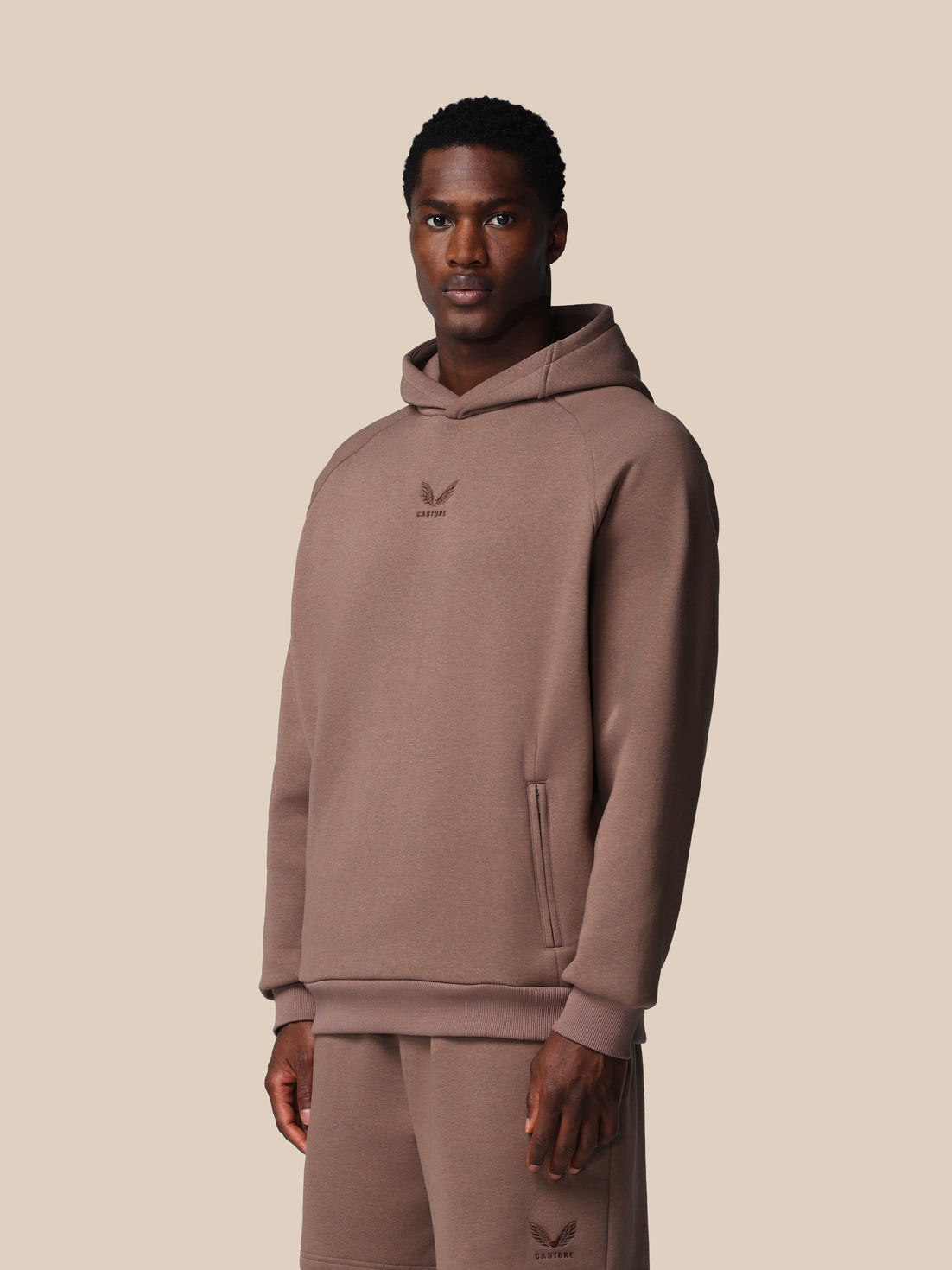Men’s Adapt Long Sleeve Cotton Fleece Hoodie - Deep Taupe - Deep Taupe