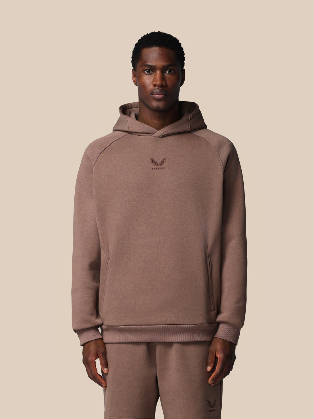 Men’s Adapt Long Sleeve Cotton Fleece Hoodie - Deep Taupe - Deep Taupe
