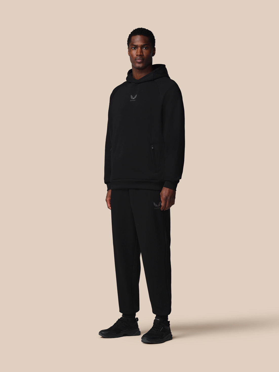 Herren Adapt Langarm Cotton Fleece Hoodie – Schwarz - Schwarz