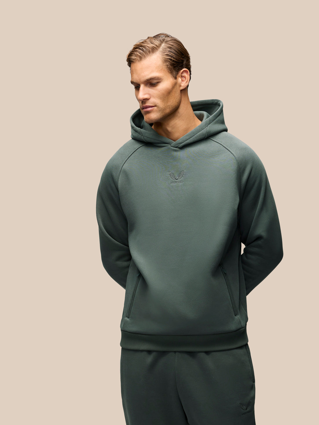 Herren Adapt Oversized Fit Langarm-Hoodie – Dunkelgrün - Dunkelgrün