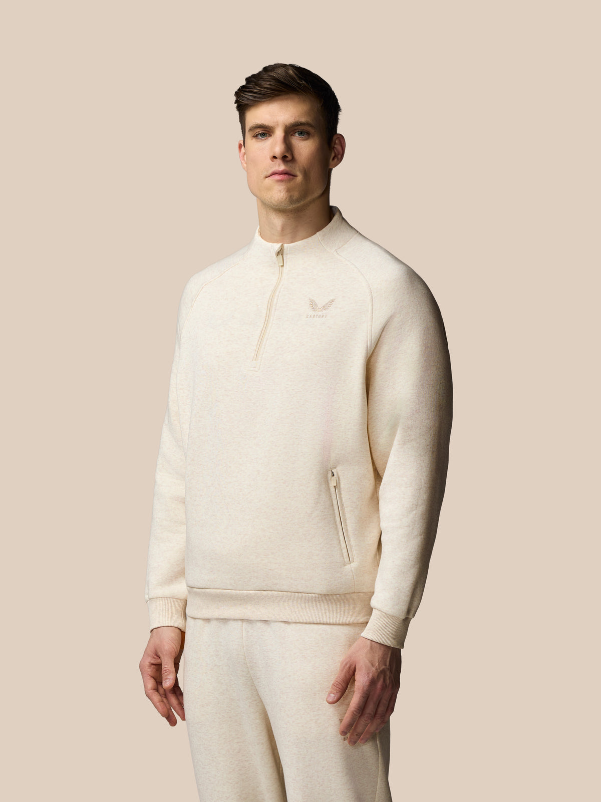 Herren Adapt Cotton Fleece 1/4-Zip-Sweatshirt – Creme - Creme