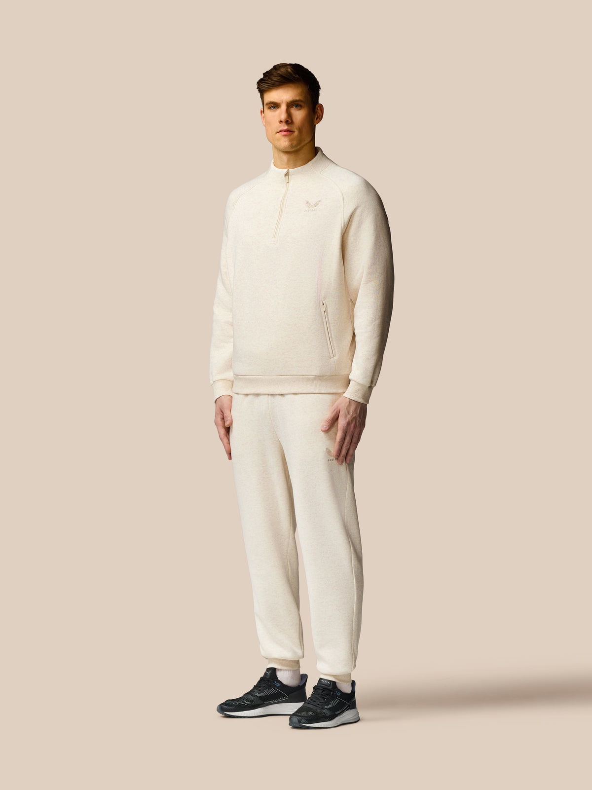 Herren Adapt Cotton Fleece 1/4-Zip-Sweatshirt – Creme - Creme