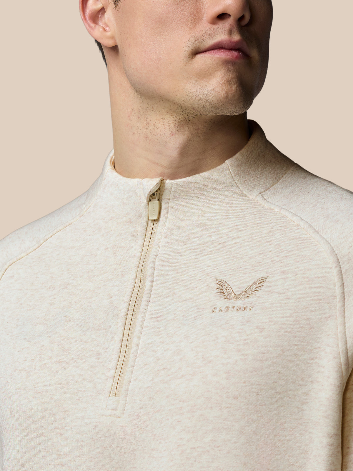 Herren Adapt Cotton Fleece 1/4-Zip-Sweatshirt – Creme - Creme