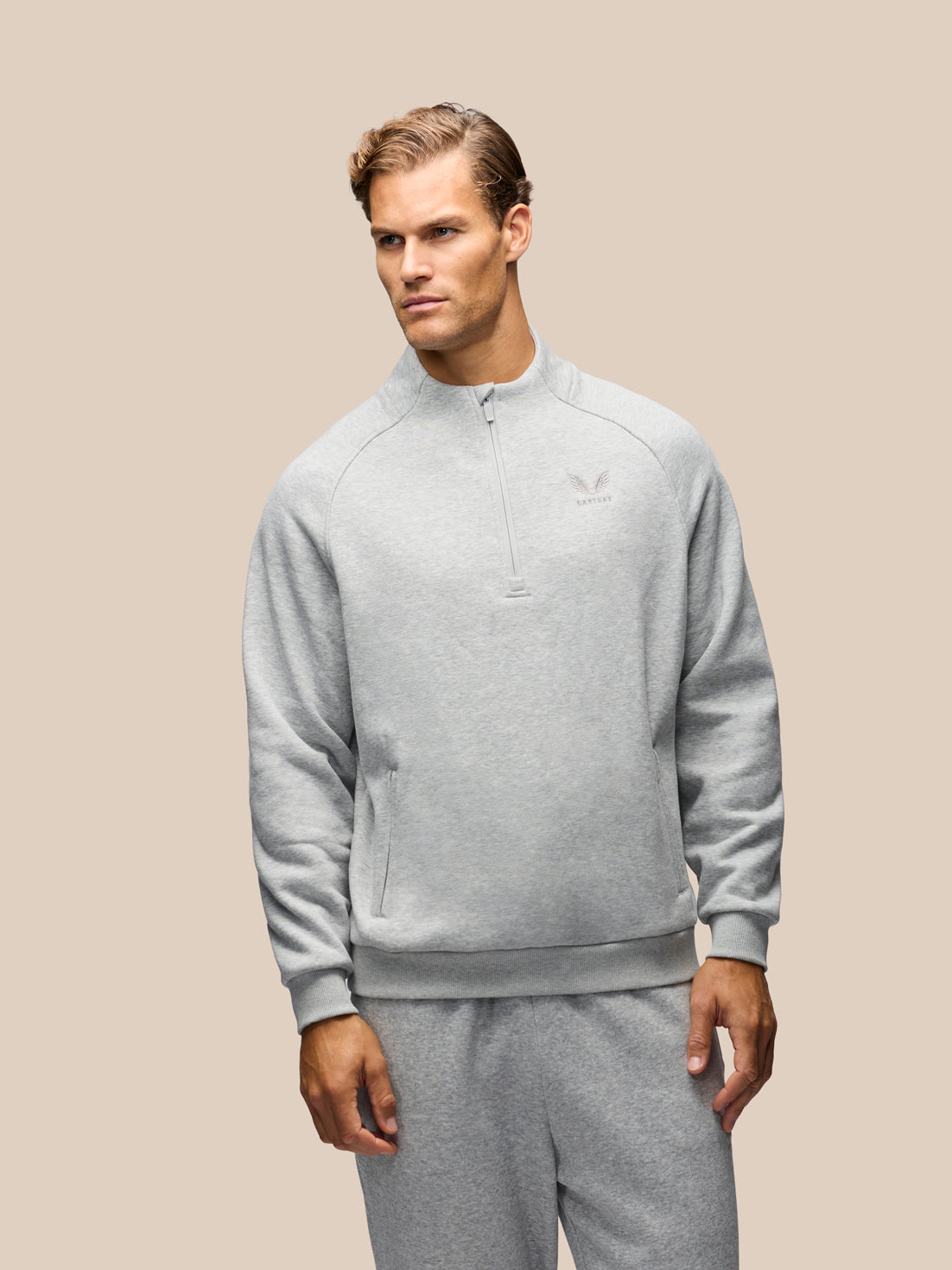 Media cremallera de manga larga Adapt de hombre – Gris claro - Gris claro
