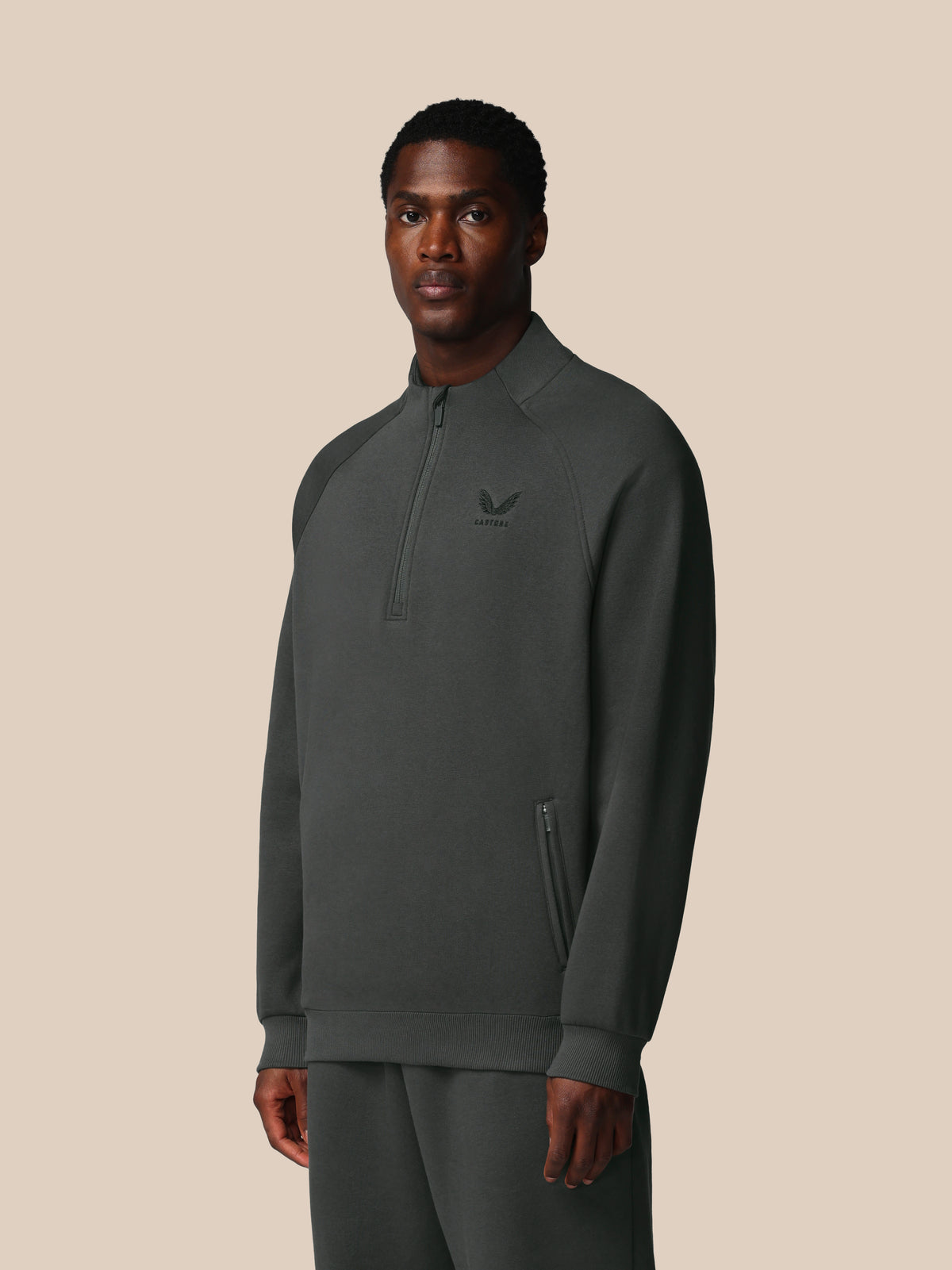 Adapt-Sweatshirt für Herren aus Baumwollfleece mit Viertelreissverschluss – Gunmetal - Gunmetal