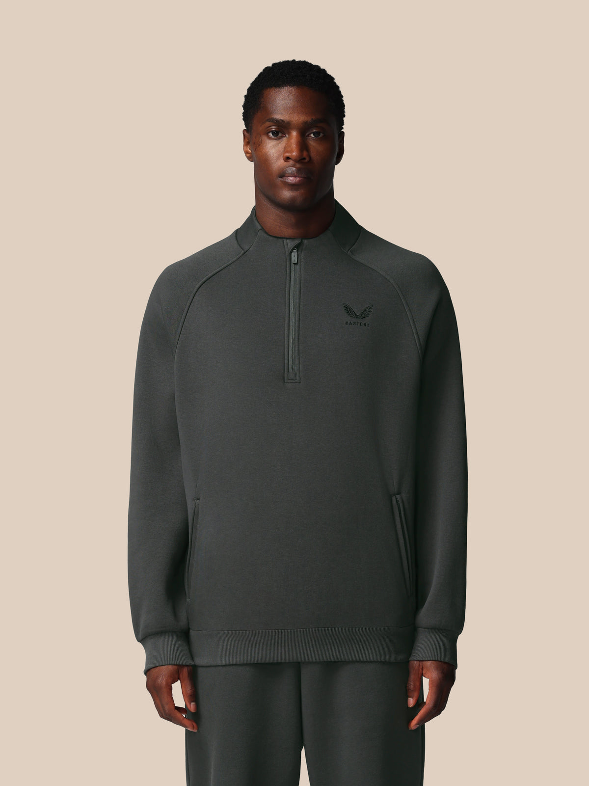 Adapt-Sweatshirt für Herren aus Baumwollfleece mit Viertelreissverschluss – Gunmetal - Gunmetal