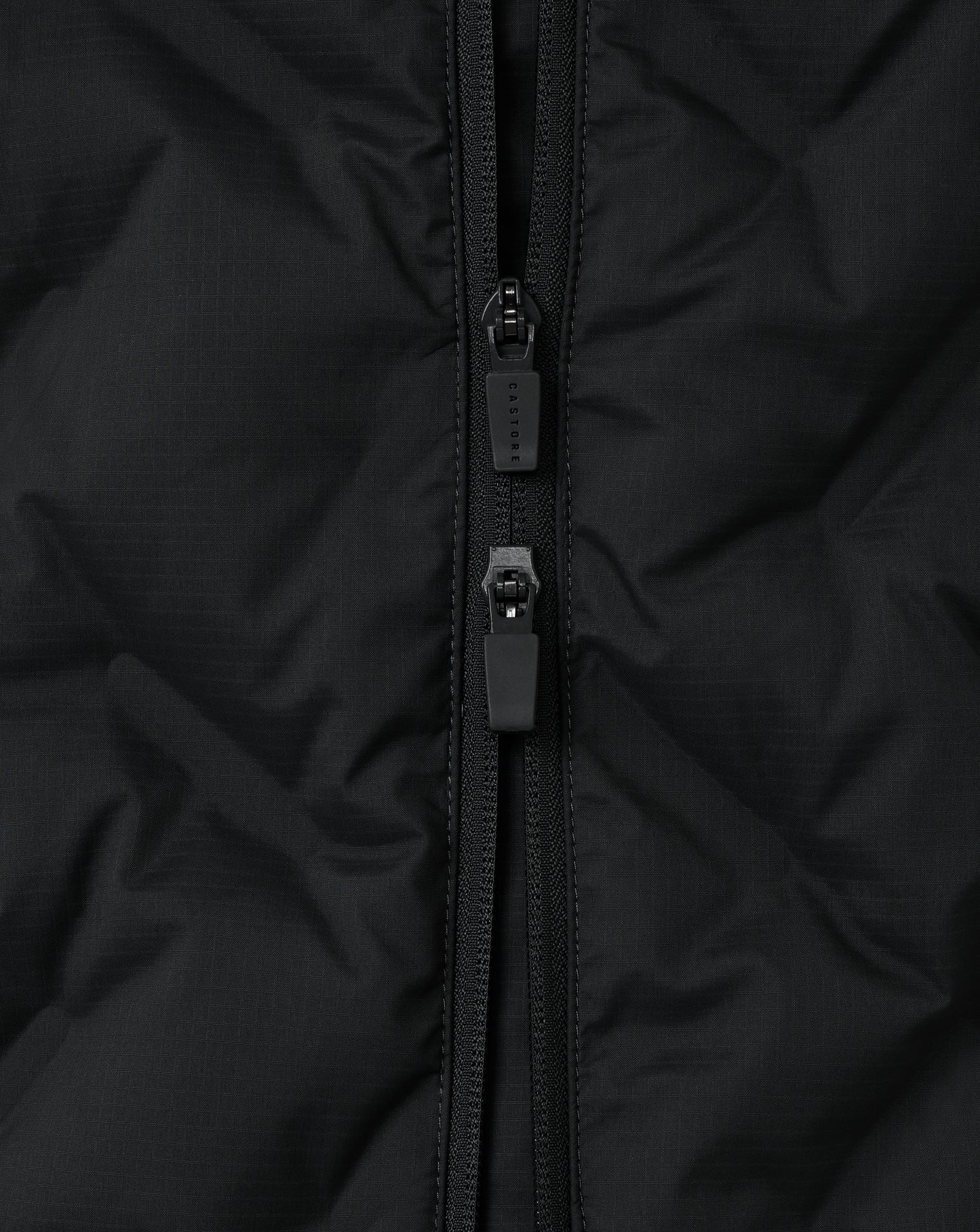Close-up of a black jacket zipper