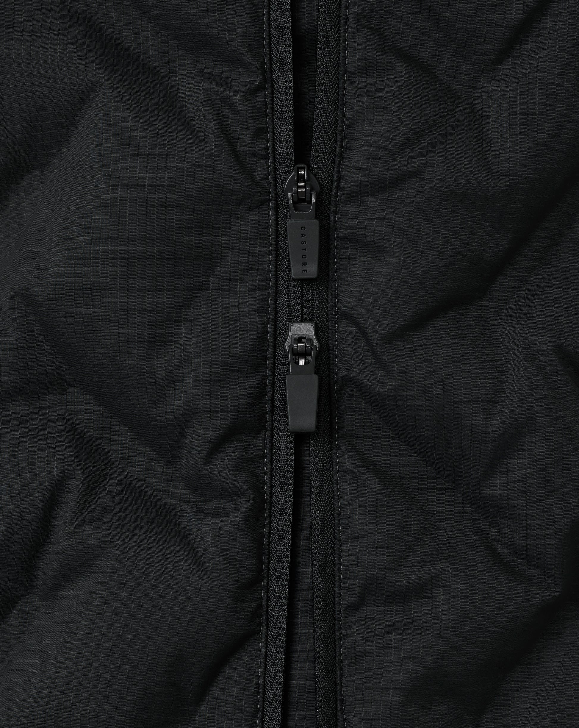 Close-up of a black jacket zipper