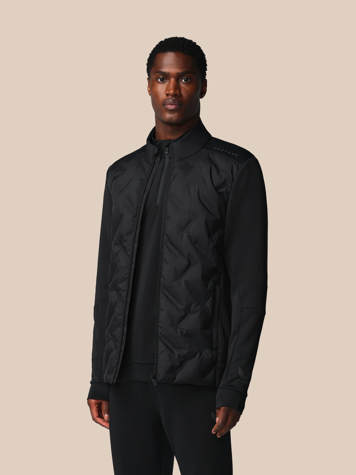 Herren Flex Langarm Hybrid-Jacke – Schwarz - Schwarz