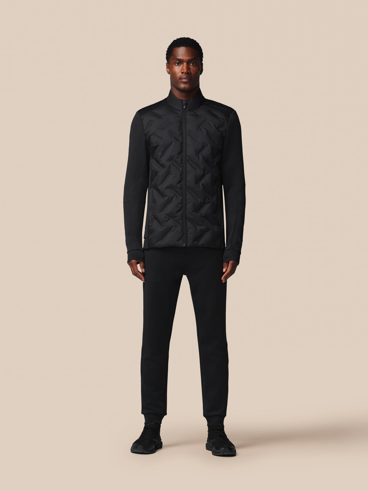 Herren Flex Langarm Hybrid-Jacke – Schwarz - Schwarz