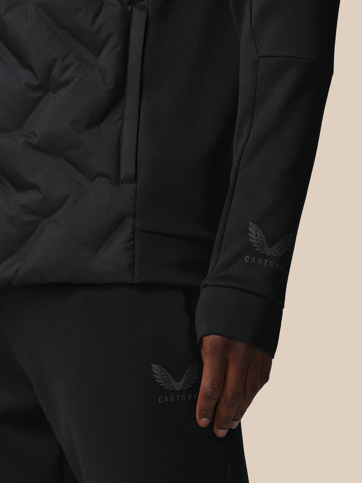 Herren Flex Langarm Hybrid-Jacke – Schwarz - Schwarz