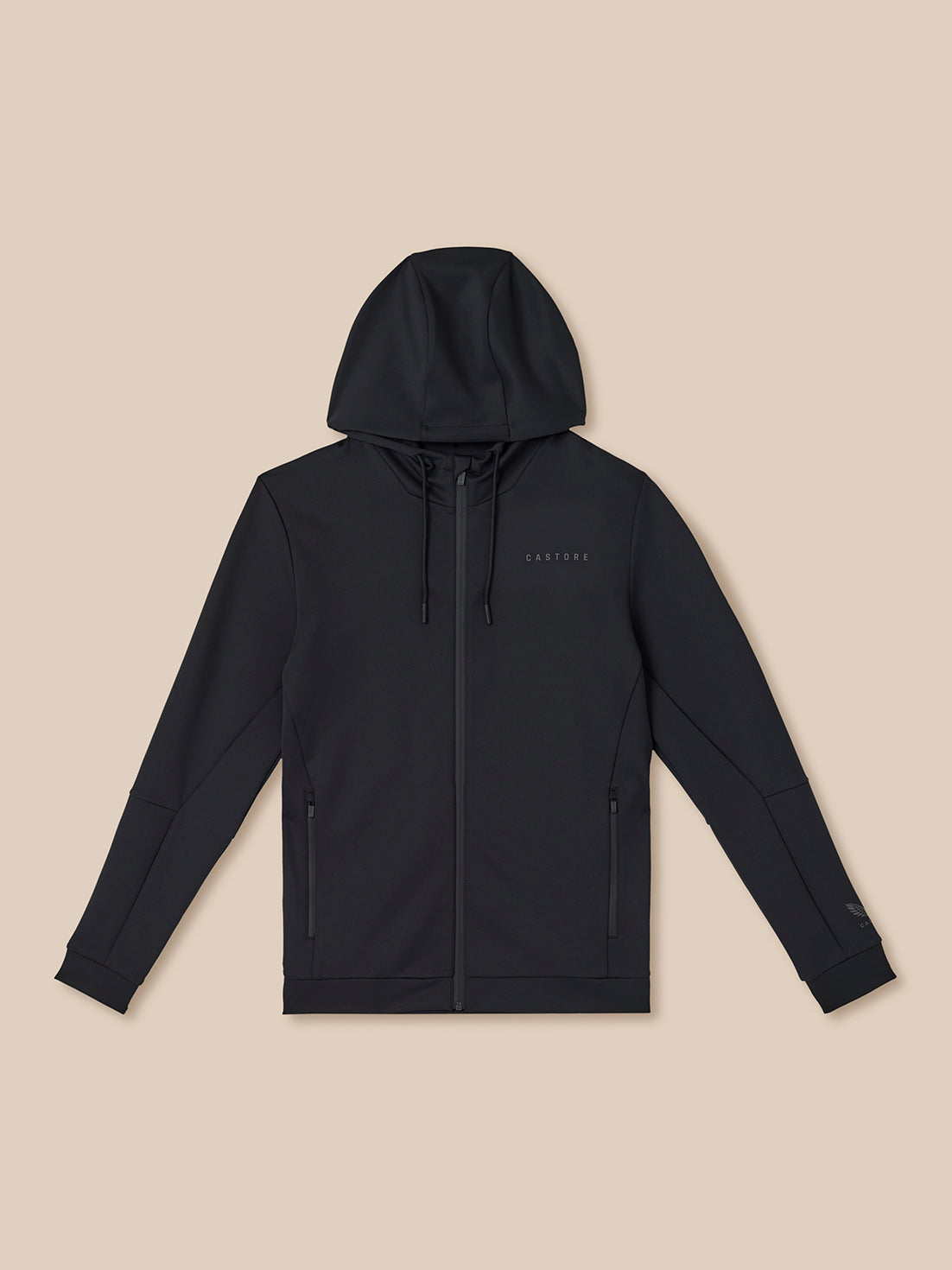 Herren Flex Langarm Hoodie mit durchgehendem Zip – Schwarz - Schwarz