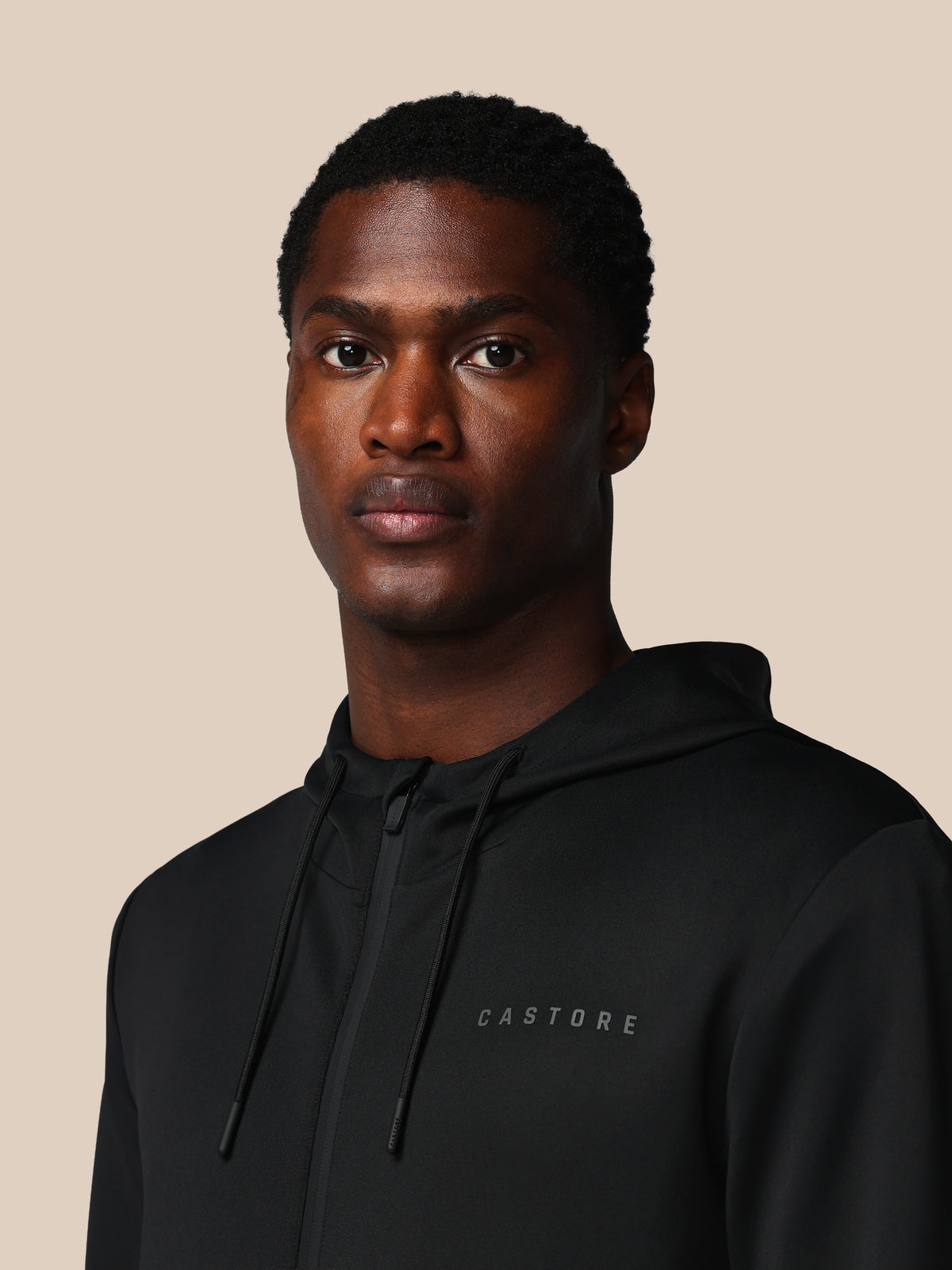 Herren Flex Langarm Hoodie mit durchgehendem Zip – Schwarz - Schwarz