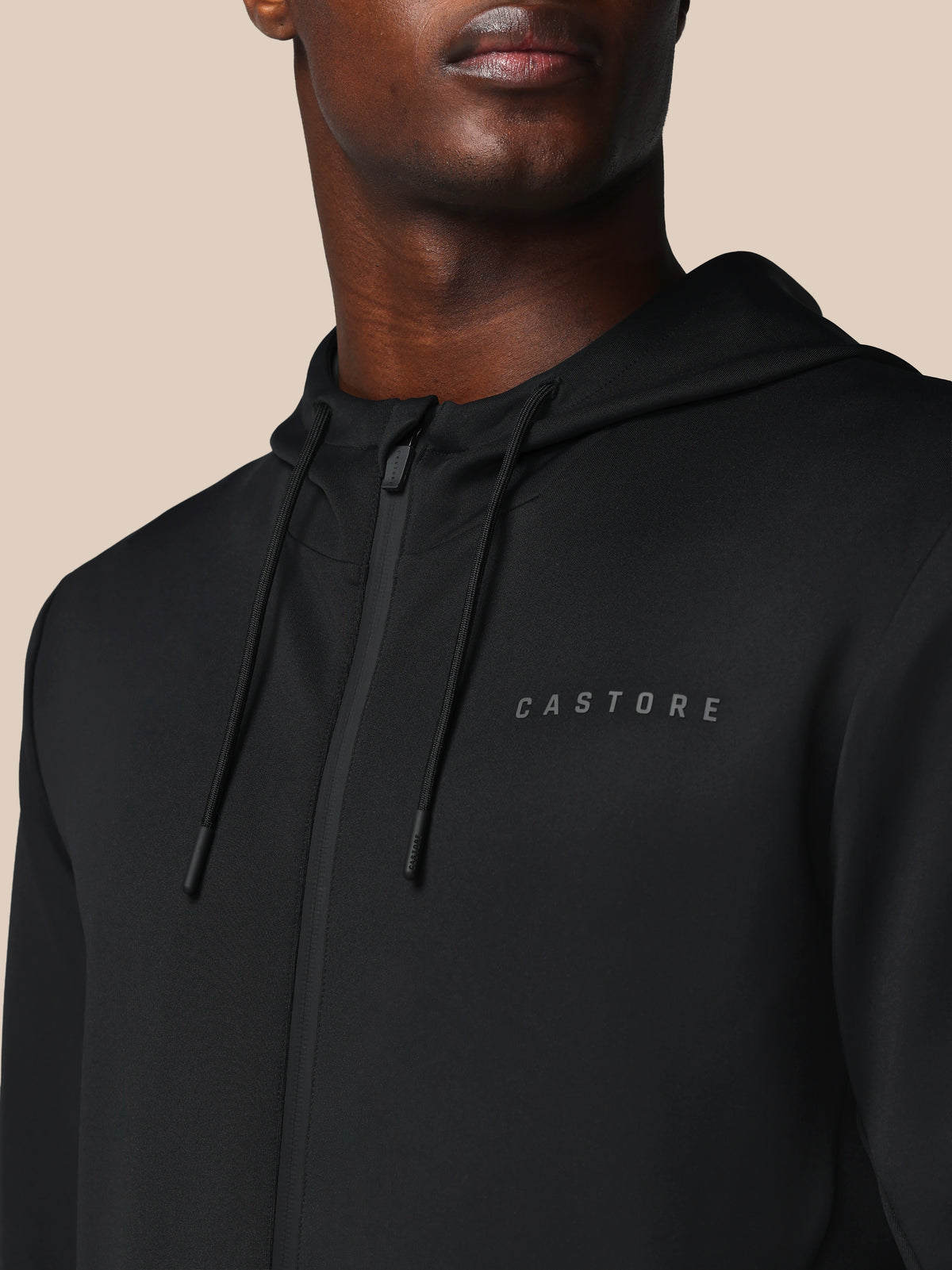 Herren Flex Langarm Hoodie mit durchgehendem Zip – Schwarz - Schwarz