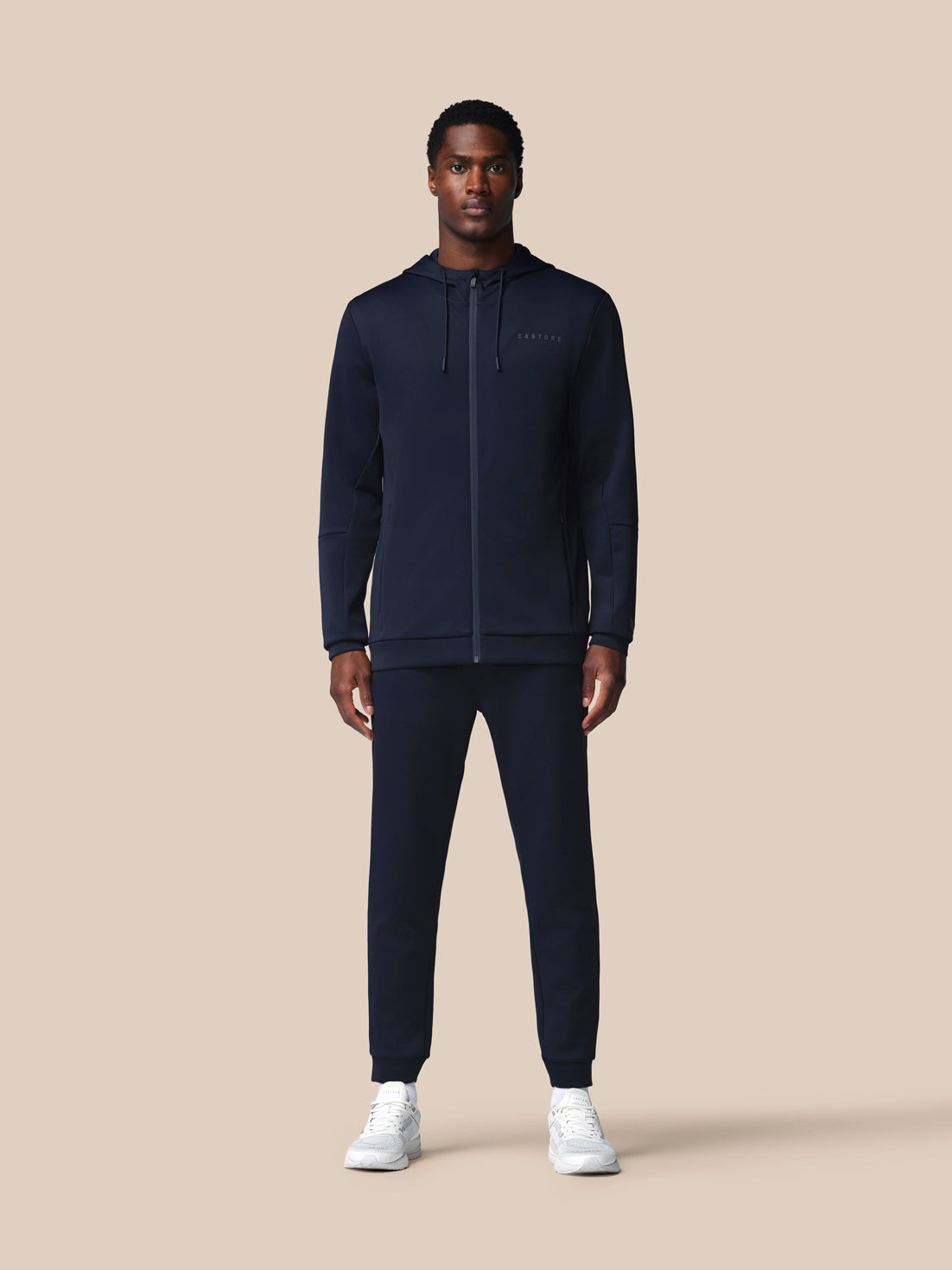 Herren Flex Langarm Hoodie mit durchgehendem Zip – Marineblau - Marineblau