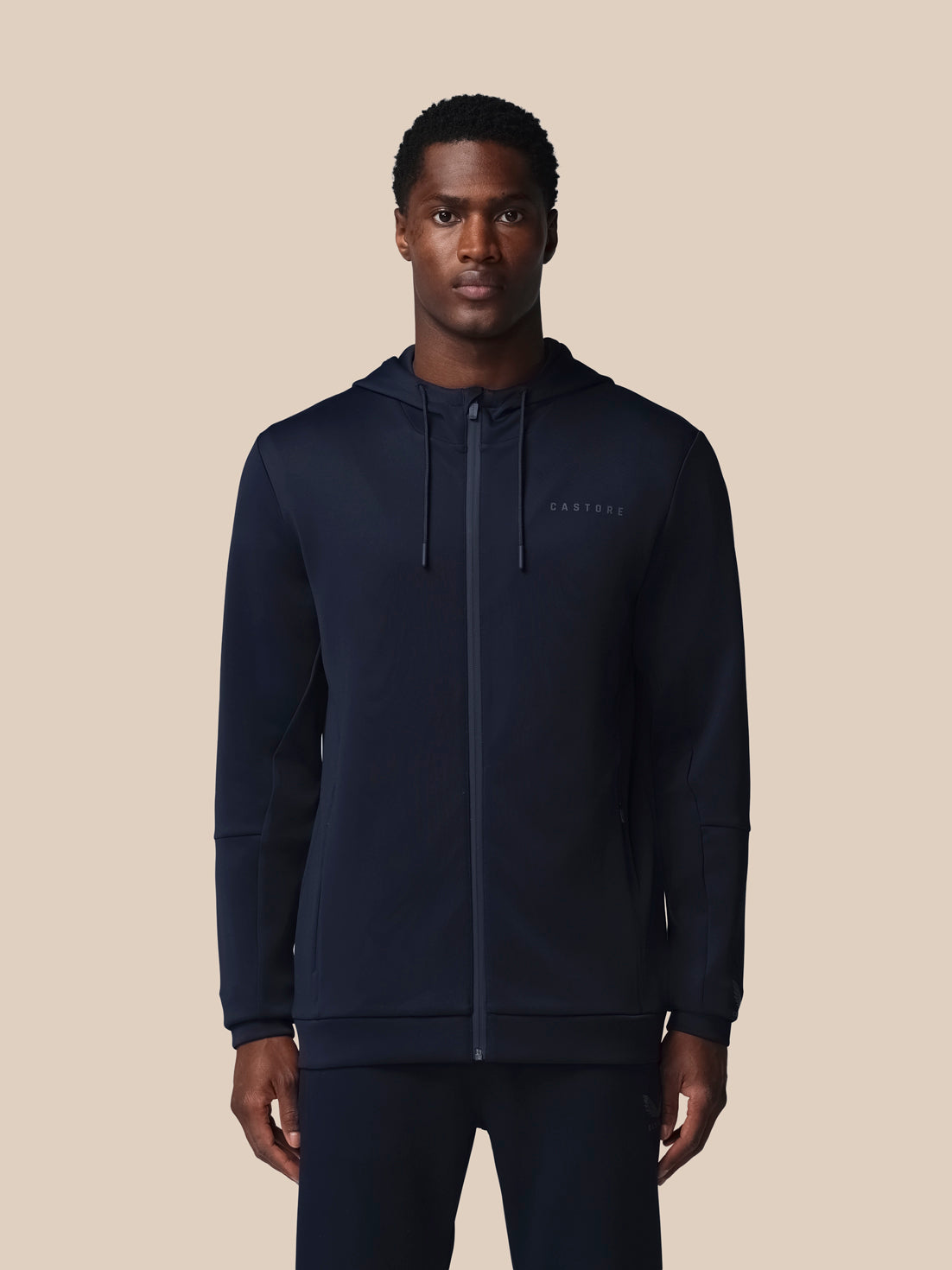 Herren Flex Langarm Hoodie mit durchgehendem Zip – Marineblau - Marineblau