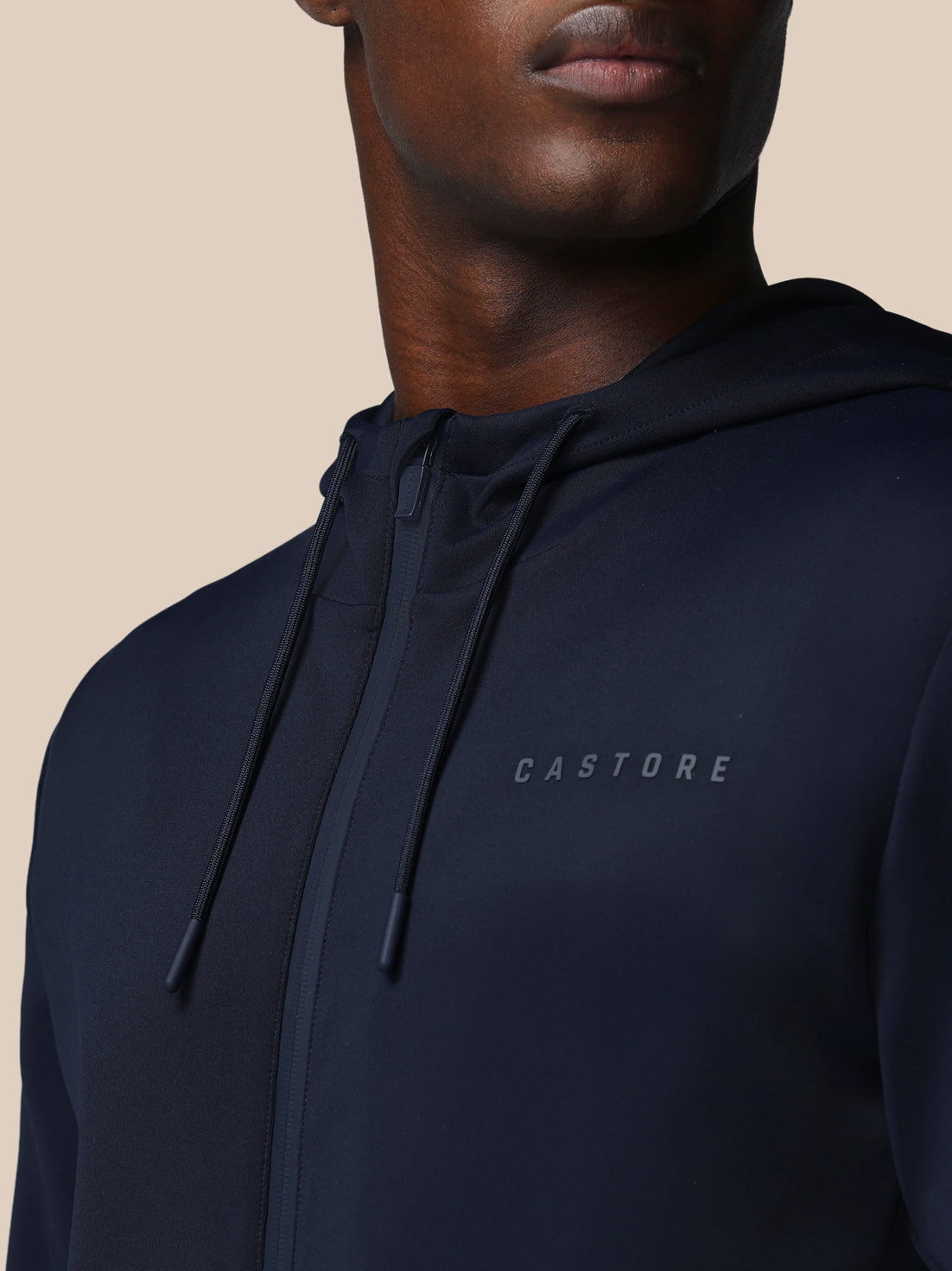 Herren Flex Langarm Hoodie mit durchgehendem Zip – Marineblau - Marineblau