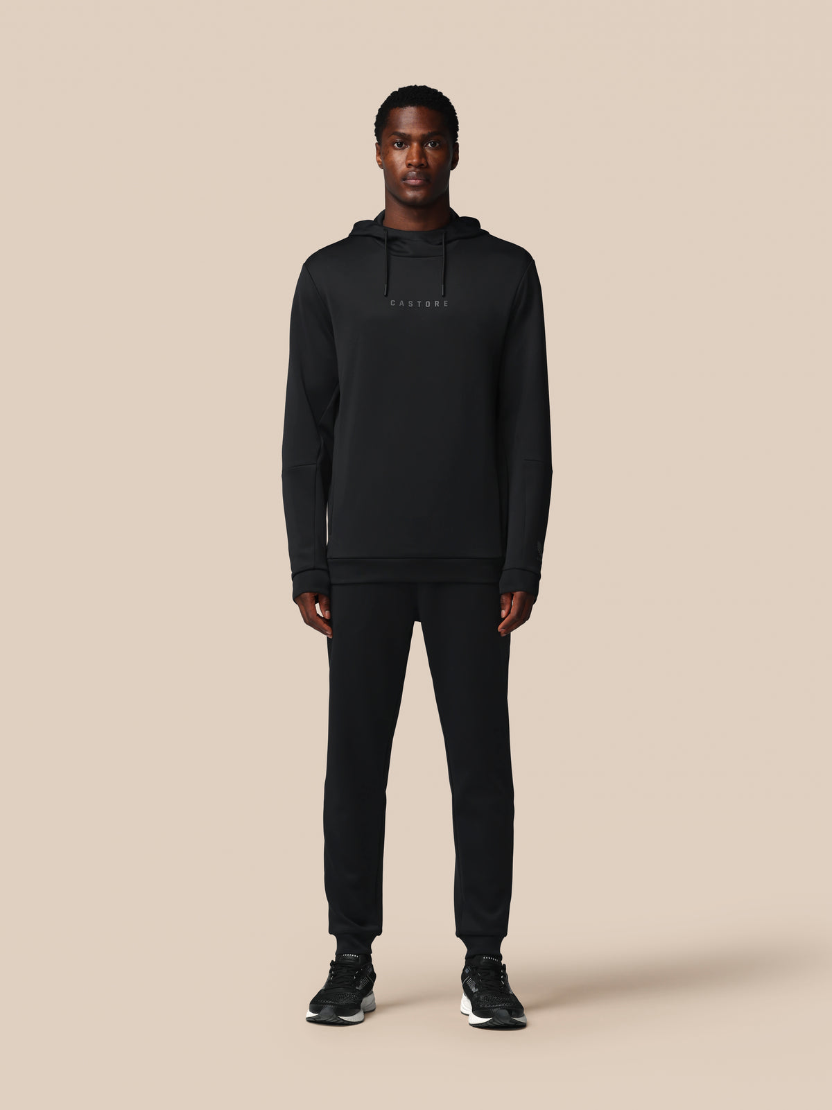 Herren Flex Langarm Hoodie – Schwarz - Schwarz