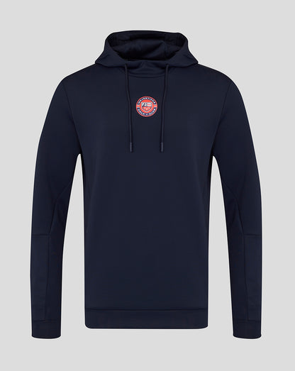 Navy blue hoodie with the Majesticks logo on the chest against a light gray background