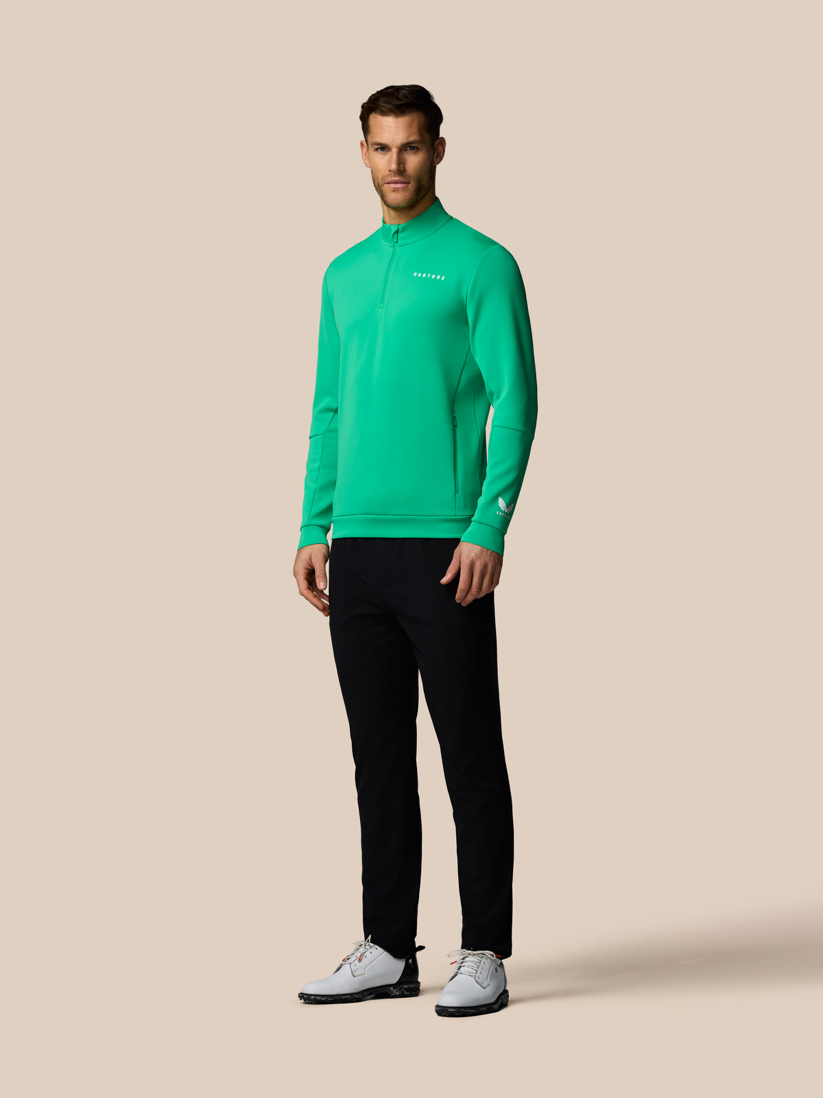 Heren Flex sweatshirt met lange mouw en kwartrits – jadegroen - Jadegroen