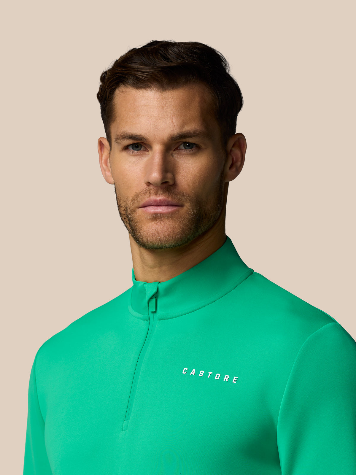 Heren Flex sweatshirt met lange mouw en kwartrits – jadegroen - Jadegroen