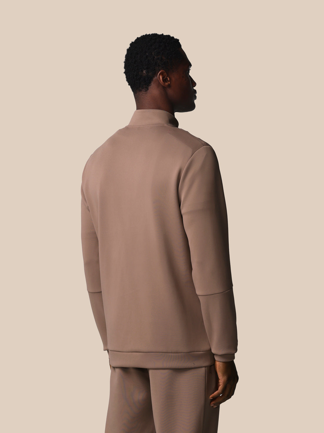 Heren Flex sweatshirt met lange mouw en kwartrits – Deep Taupe - Diep taupe