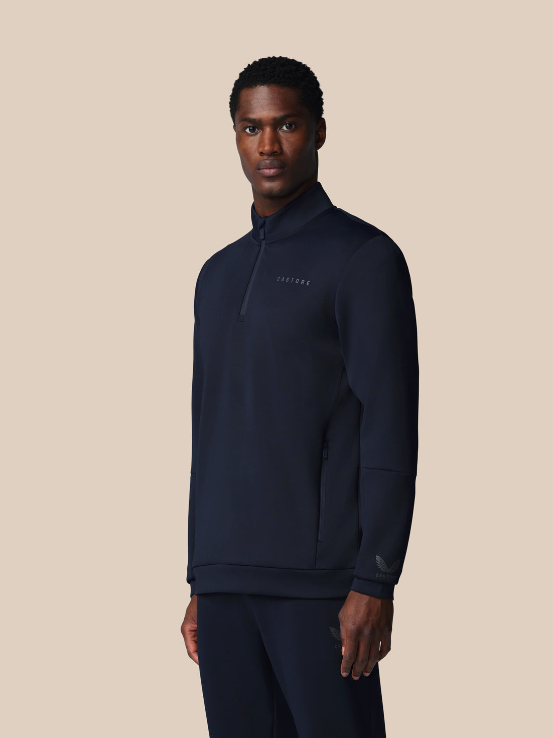 Herren Flex Langarm 1/4-Zip-Sweatshirt – Marineblau - Marineblau