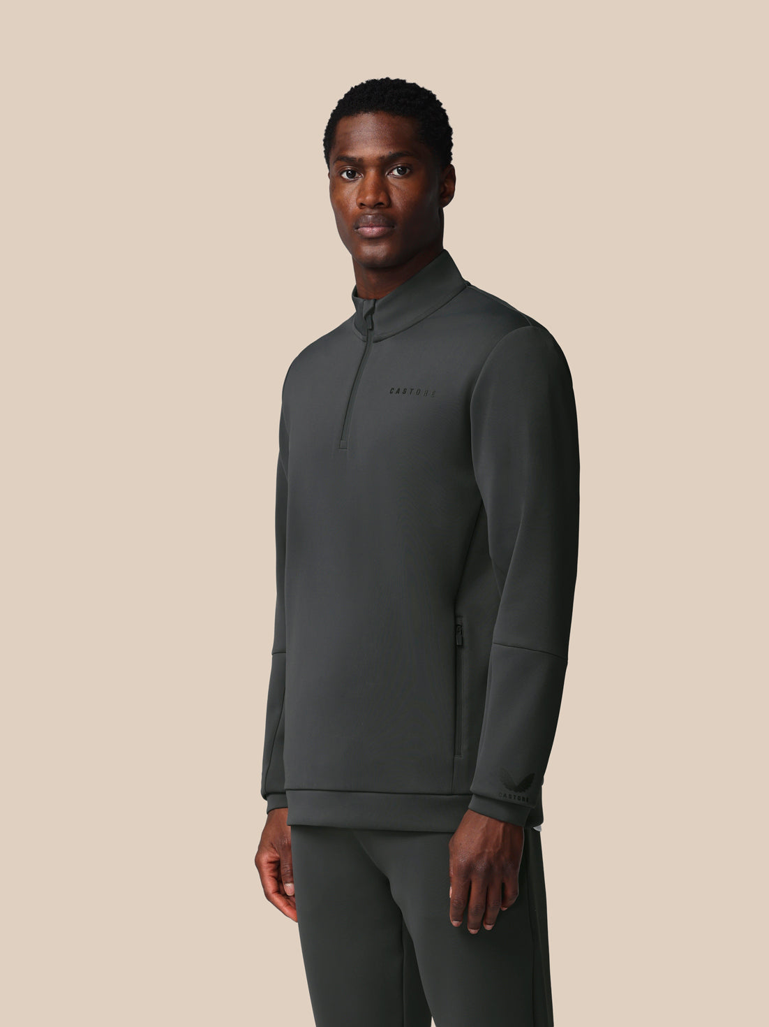 Flex-sweatshirt met lange mouwen en kwartrits voor heren - Gunmetal - Gunmetal