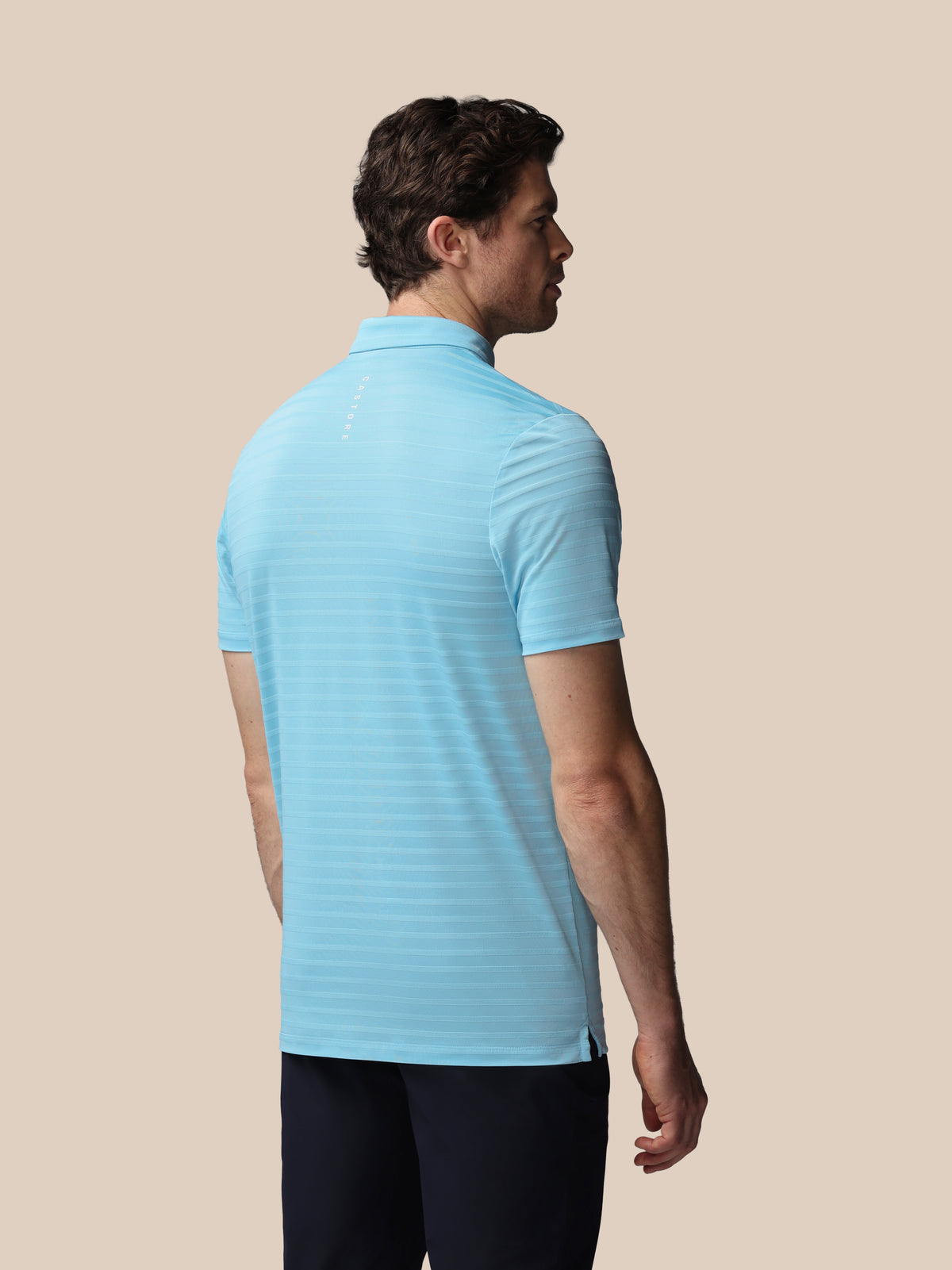 Polo de golf de piqué a rayas de manga corta de hombre – Azul - Azul