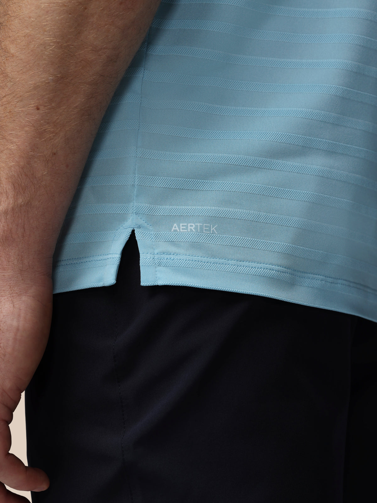 Polo de golf de piqué a rayas de manga corta de hombre – Azul - Azul