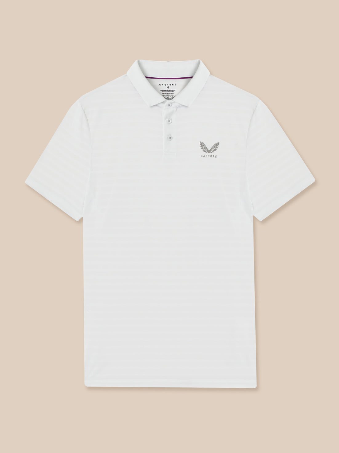 Heren golf piqué gestreept poloshirt met korte mouw – wit - Wit