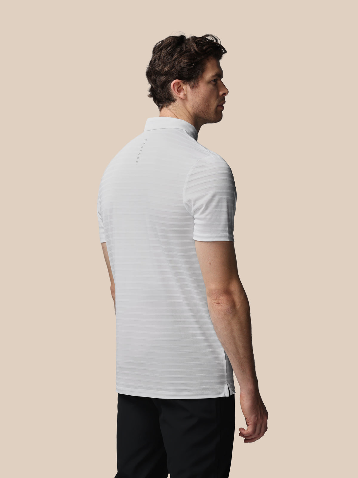 Heren golf piqué gestreept poloshirt met korte mouw – wit - Wit