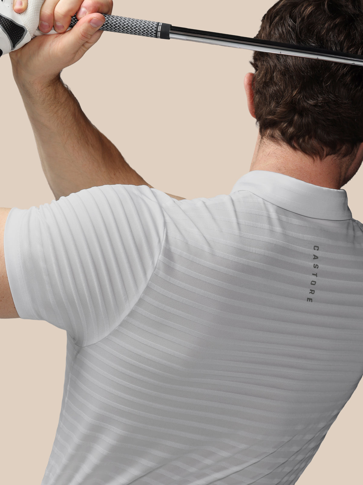 Heren golf piqué gestreept poloshirt met korte mouw – wit - Wit