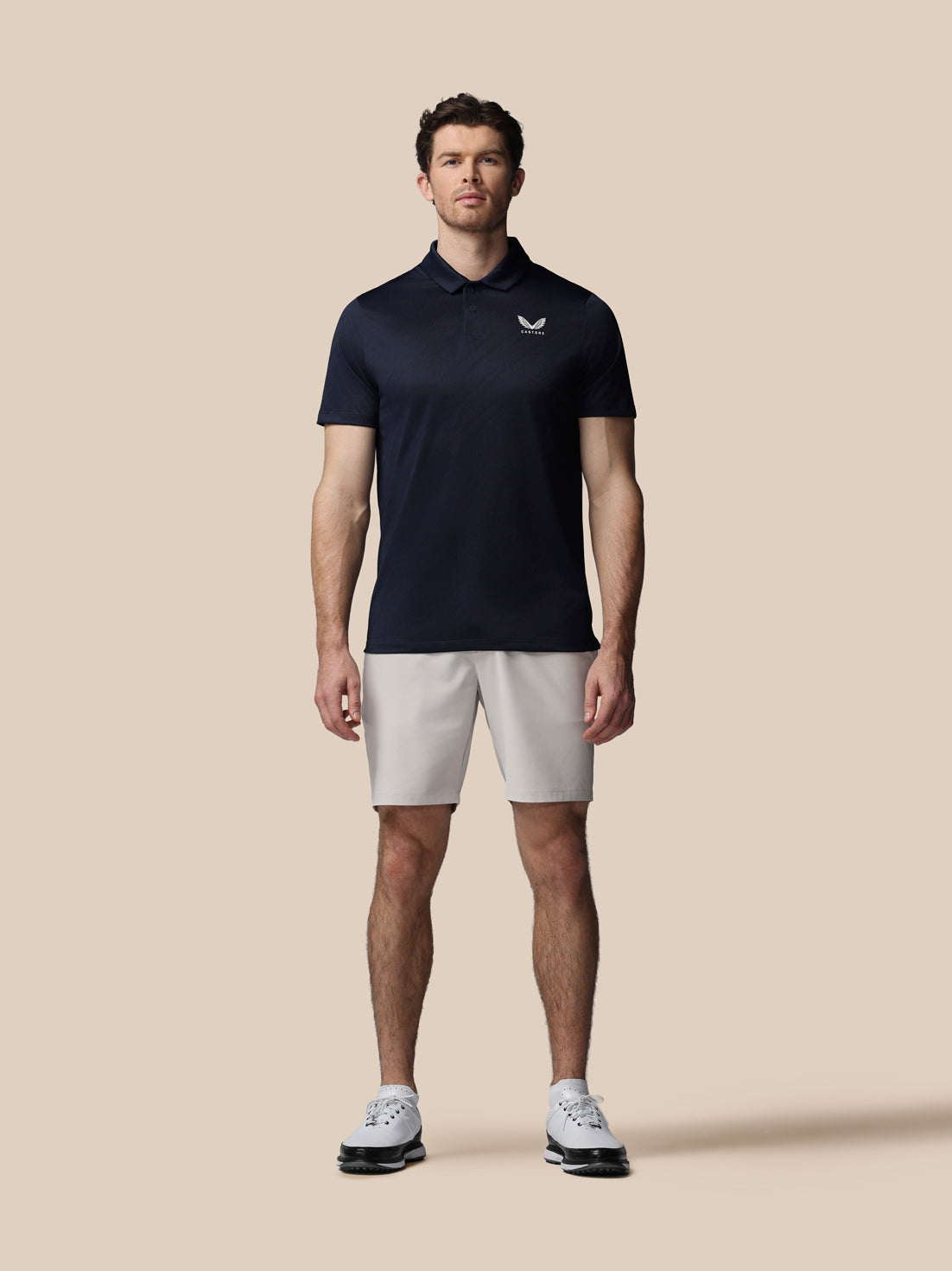 Heren golf LVS Engineered gebreid poloshirt met korte mouw – marineblauw - Marineblauw